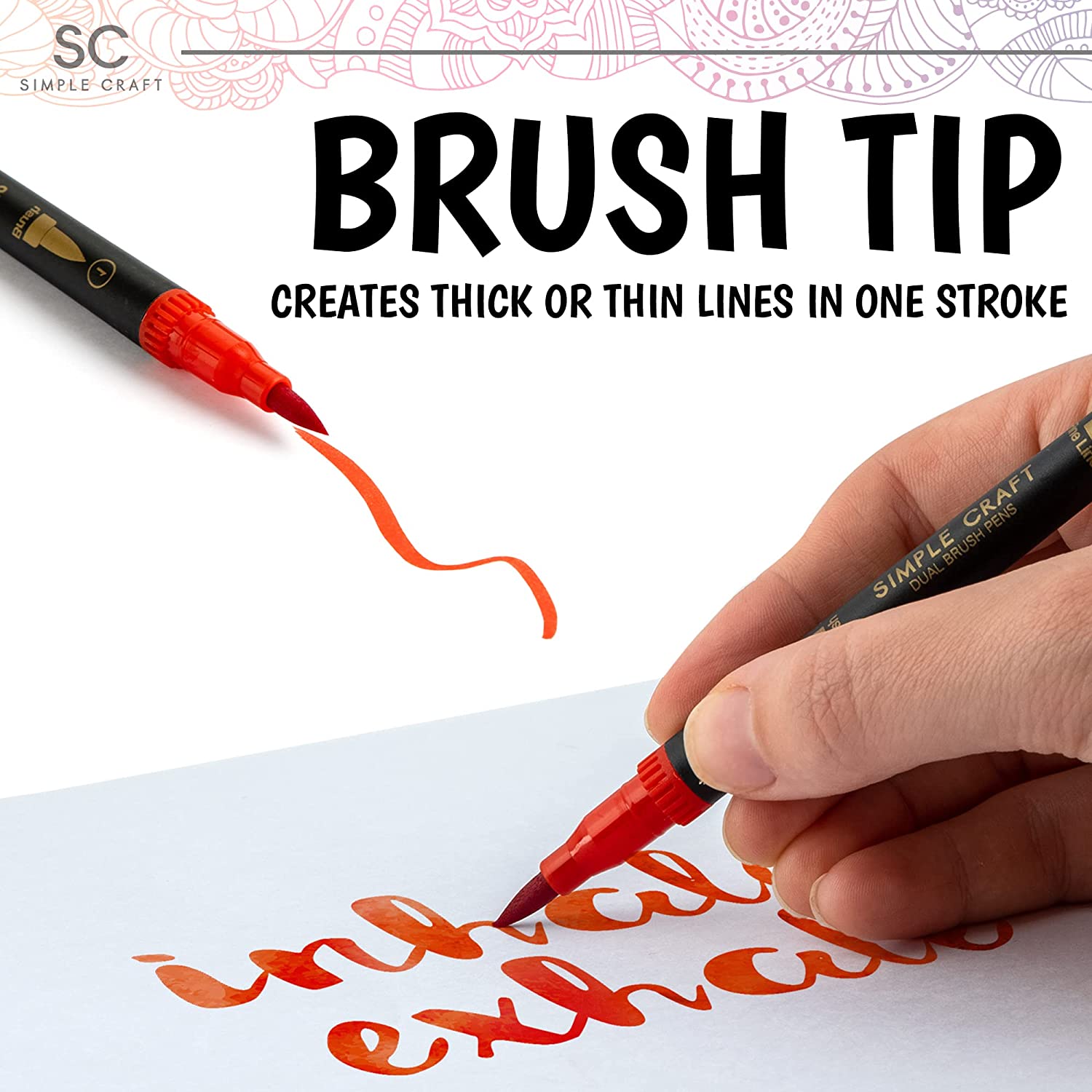 Simple Craft 36 Colored Dual Tip Brush Pens - Dual Fine Tip Brush